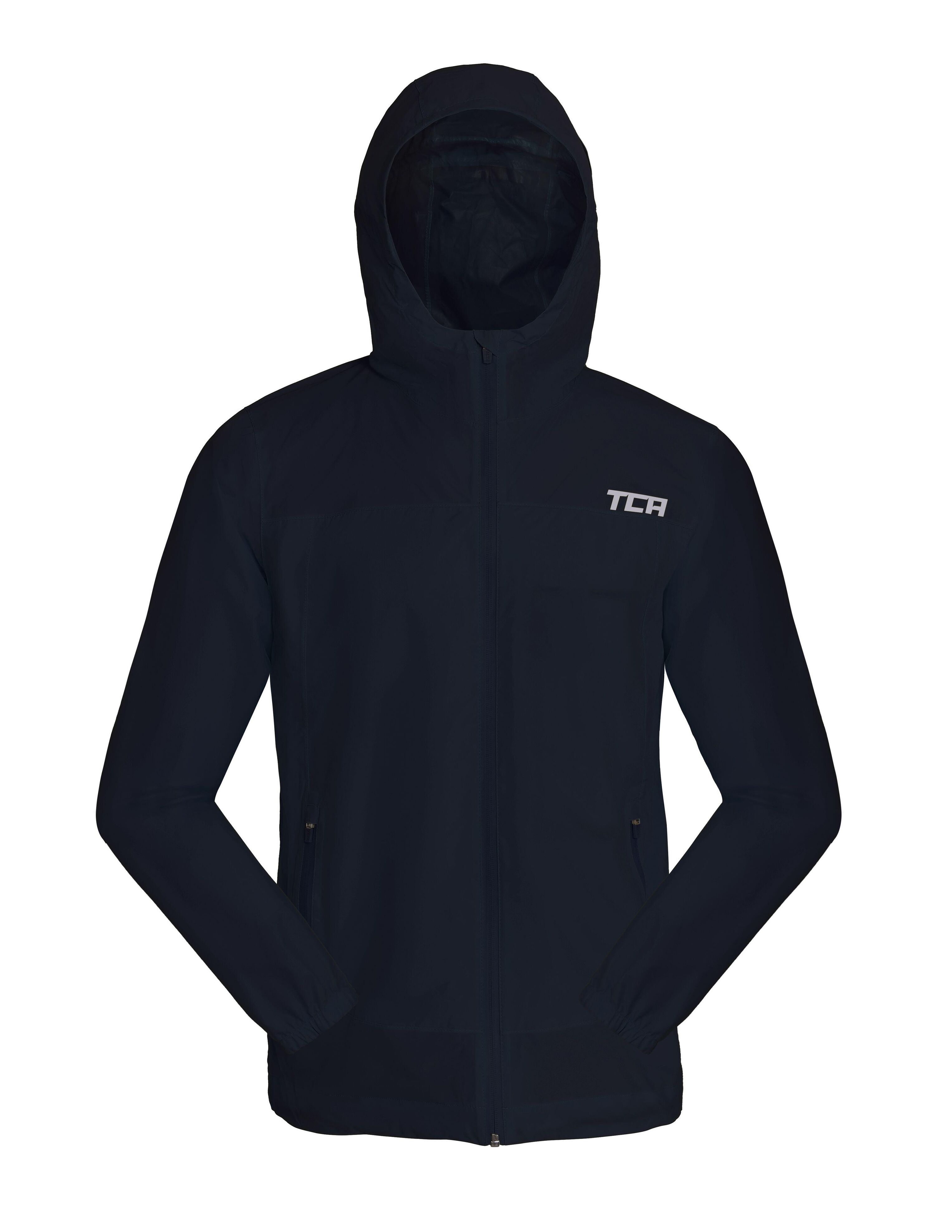 TCA Boys' AirLite Rain Jacket with Zip Pockets - Navy Blazer