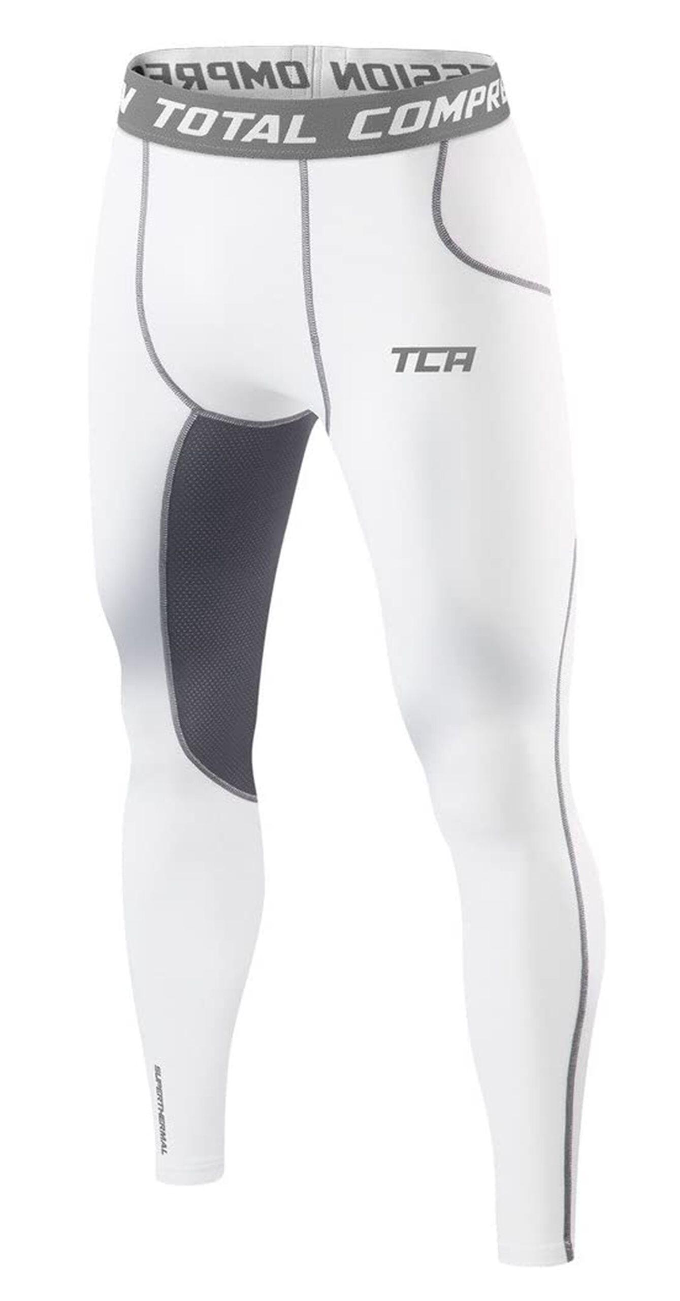 TCA Men's Super Thermal Compression Leggings - White/Space Grey