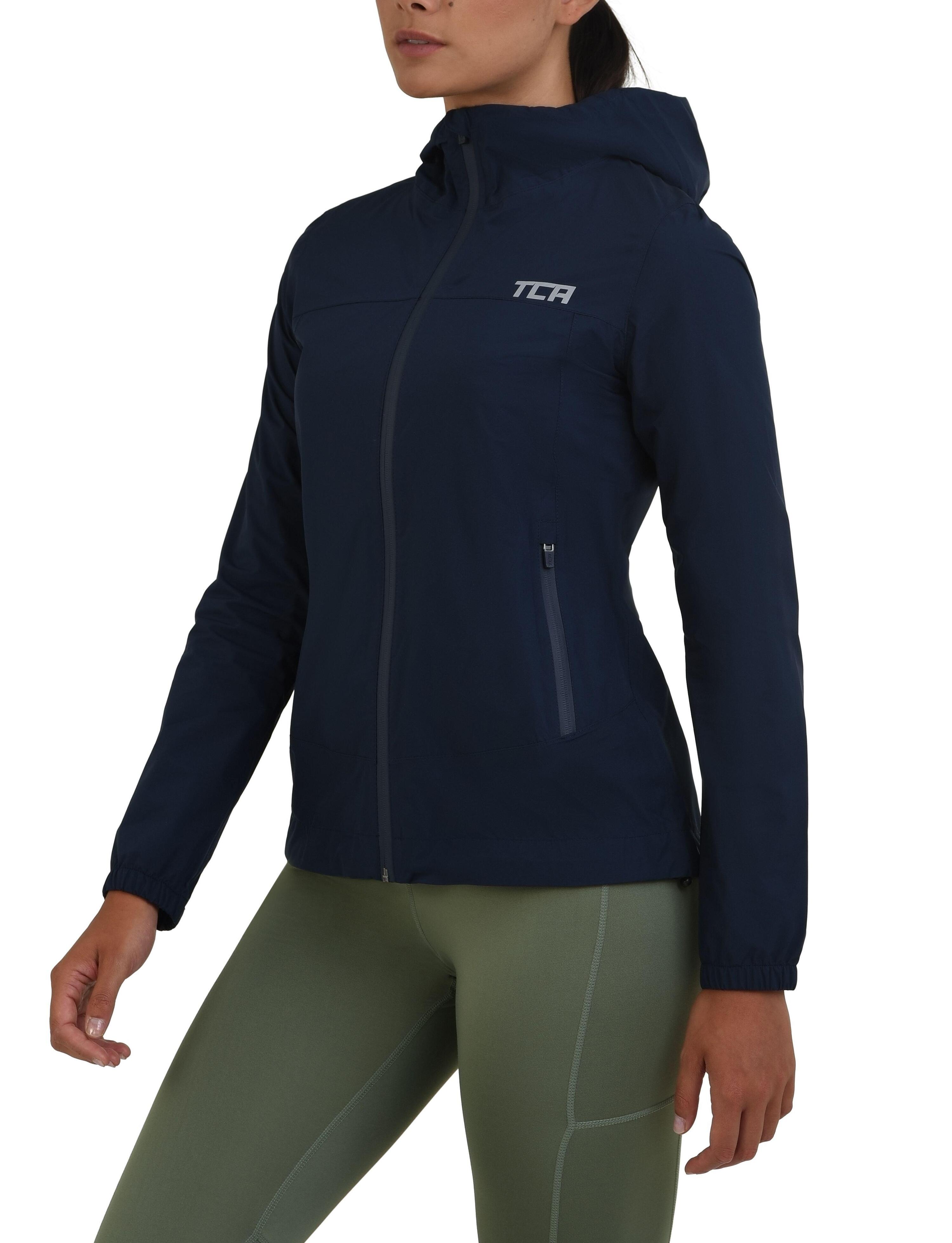 TCA Women's AirLite Rain Jacket with Zip Pockets - Navy Blazer