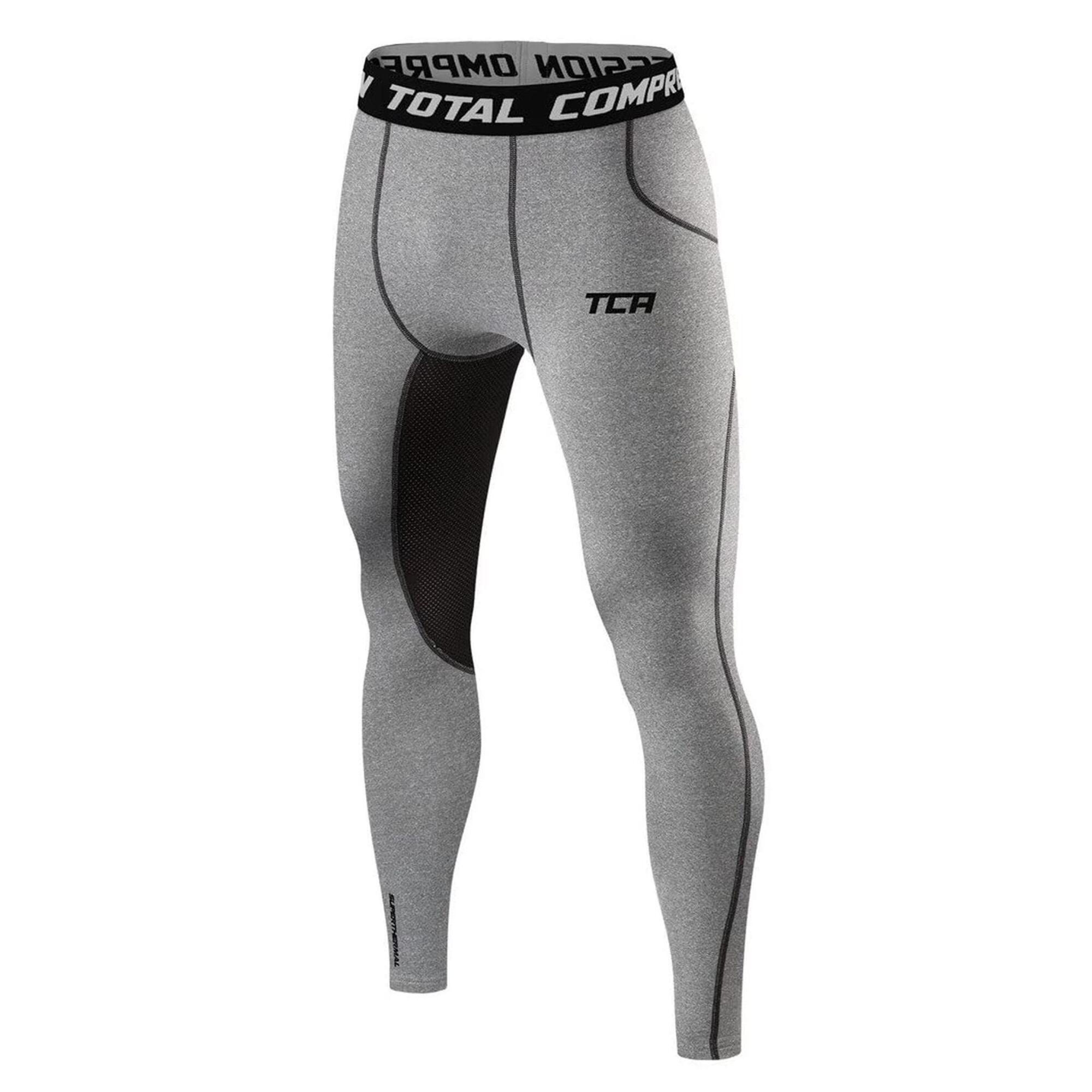 TCA Boys' Super Thermal Compression Leggings - Grey Marl/Black