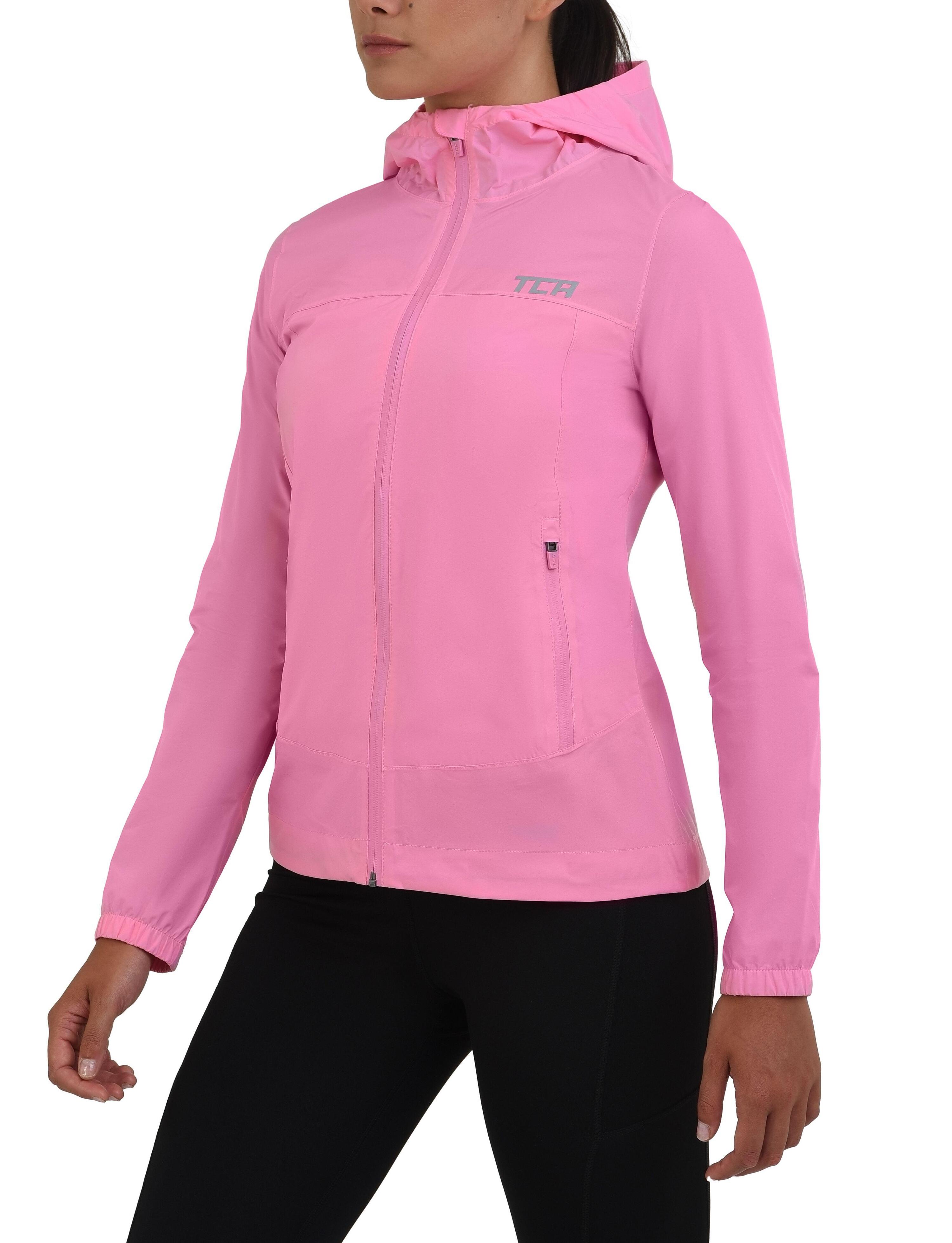TCA Women's AirLite Rain Jacket with Zip Pockets - Sachet Pink