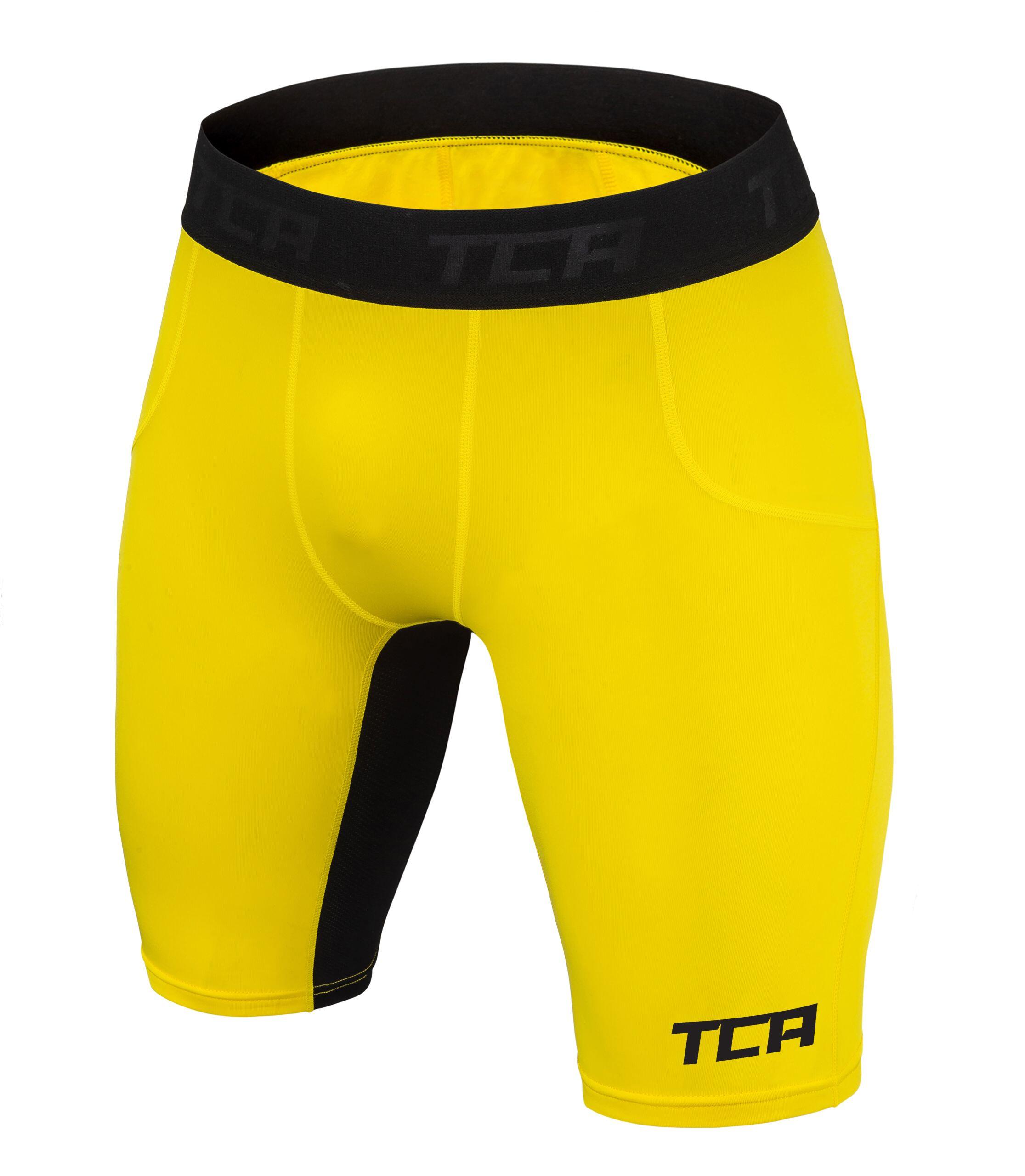 TCA Men's Super Thermal Compression Shorts - Sonic Yellow