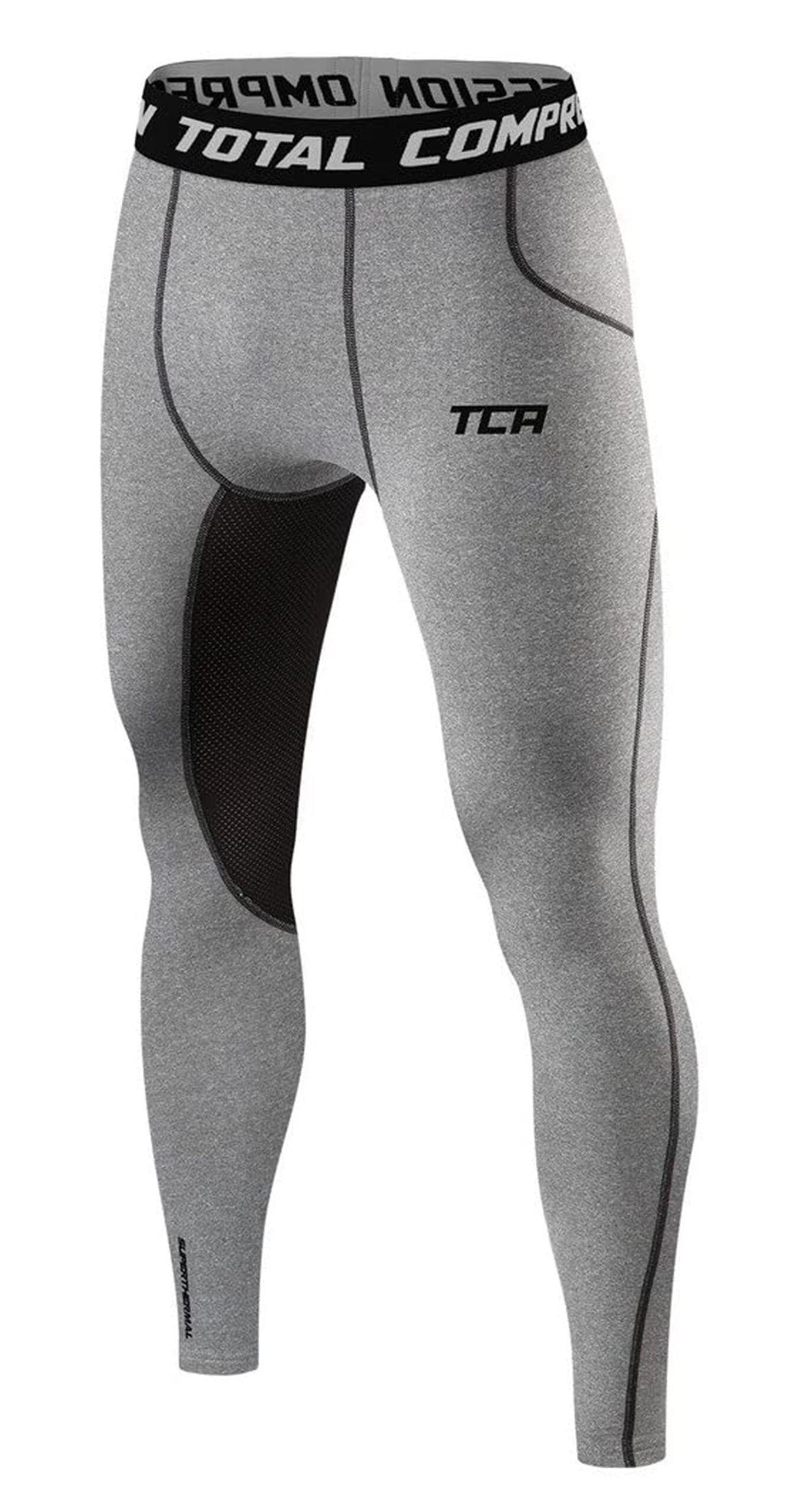 TCA Boys' Super Thermal Compression Leggings - Grey Marl/Black