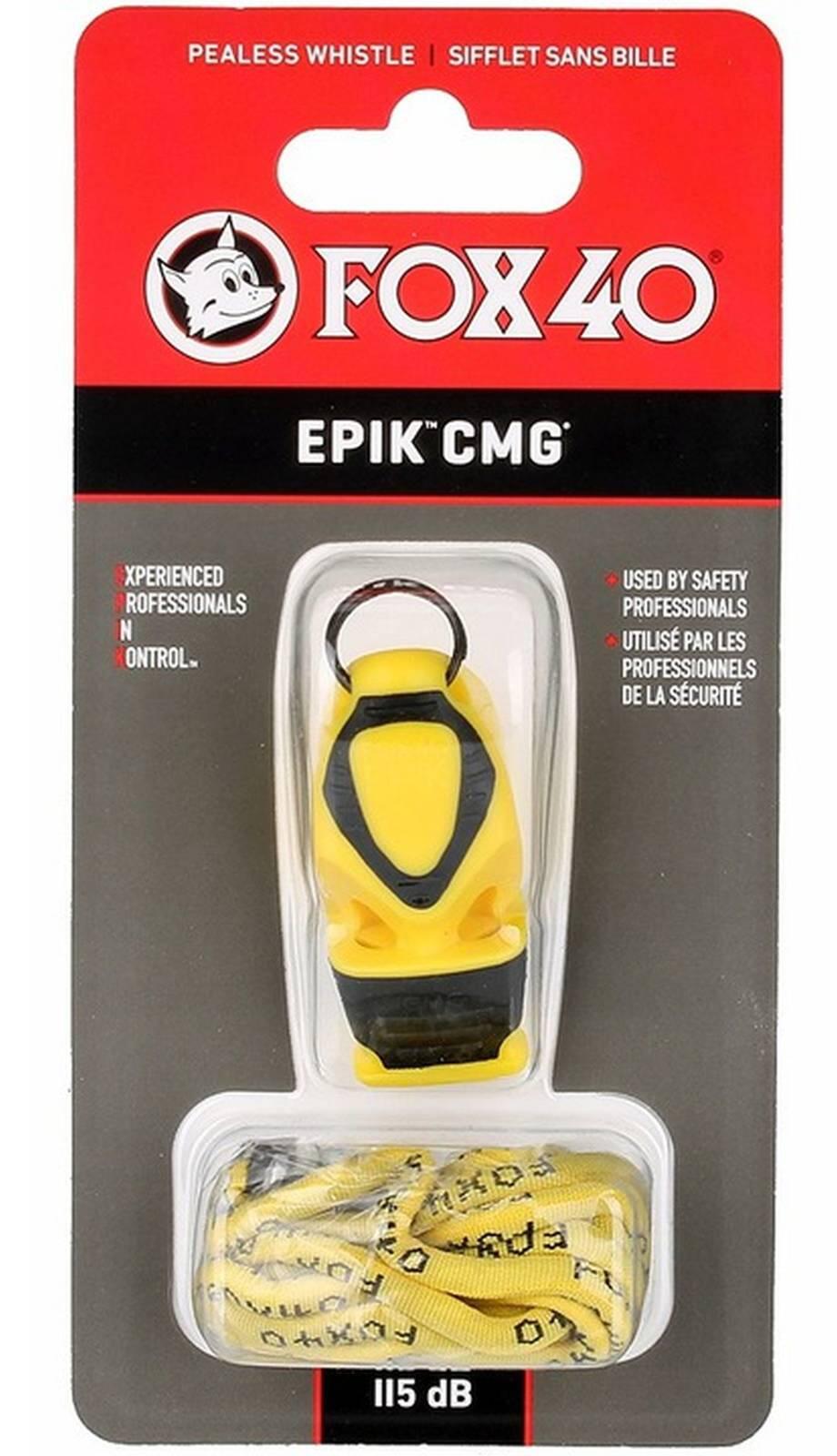 Silbato con cordón incluido. Fox 40 Epik CMG. Color amarillo 2/2