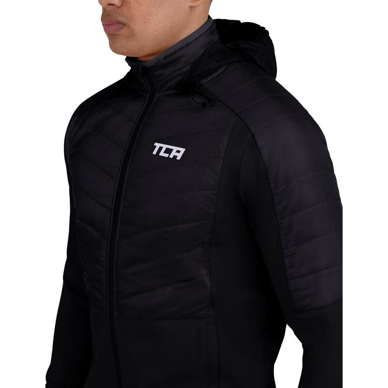 Veste de course superhermique pour hommes avec poches zippées et capot