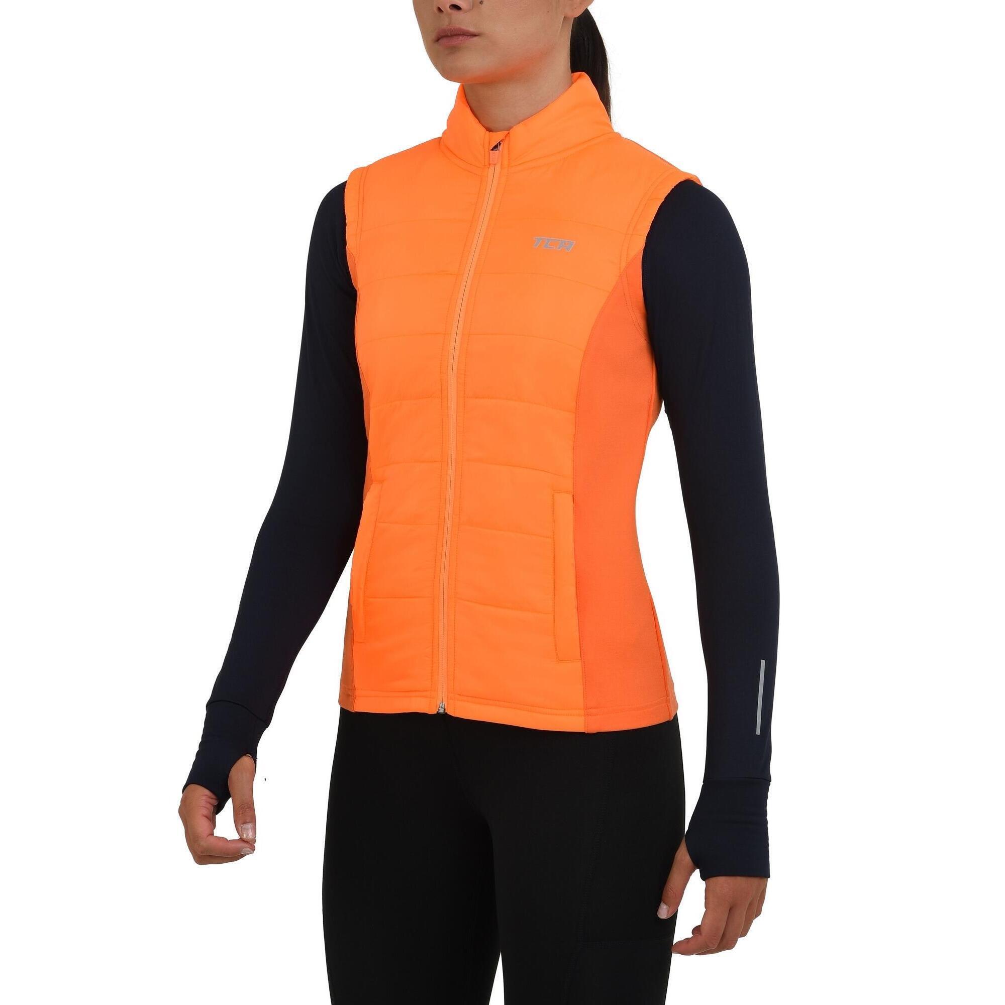 TCA Women's Excel Winter Gilet with Zip Pockets - Neon Orange