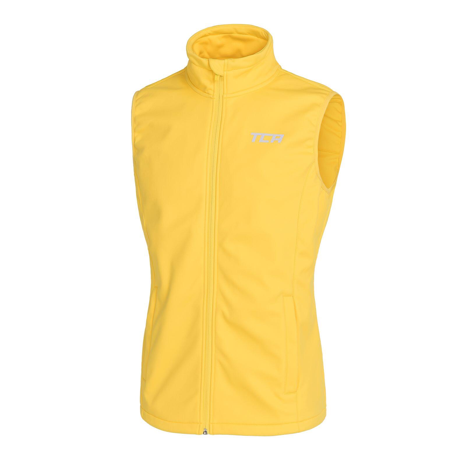 TCA Men's Flyweight Wind-Proof Gilet with Zip Pockets - Vibrant Yellow
