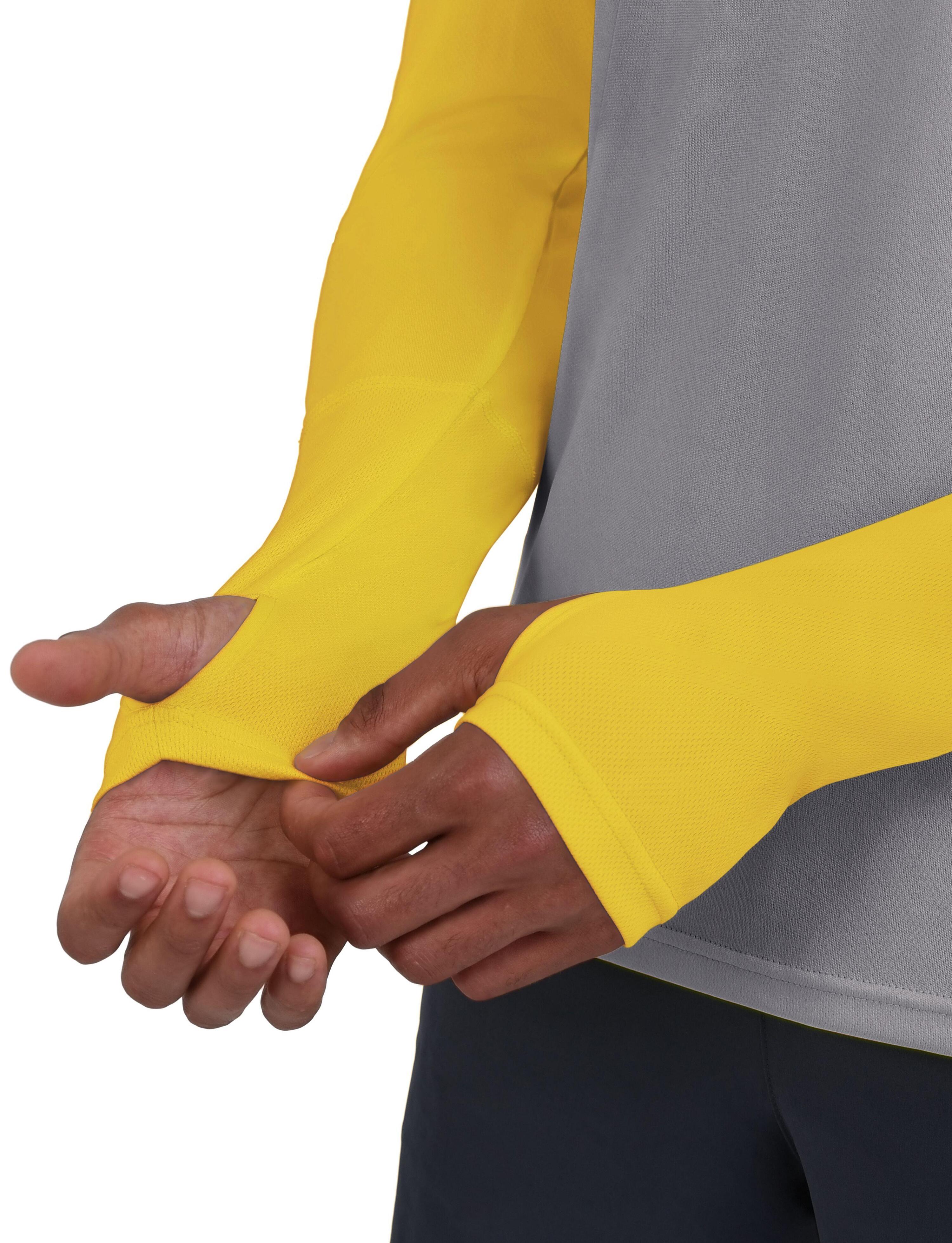 Men's Element Long Sleeve Quick Dry Running Top - Grey/Yellow 5/5