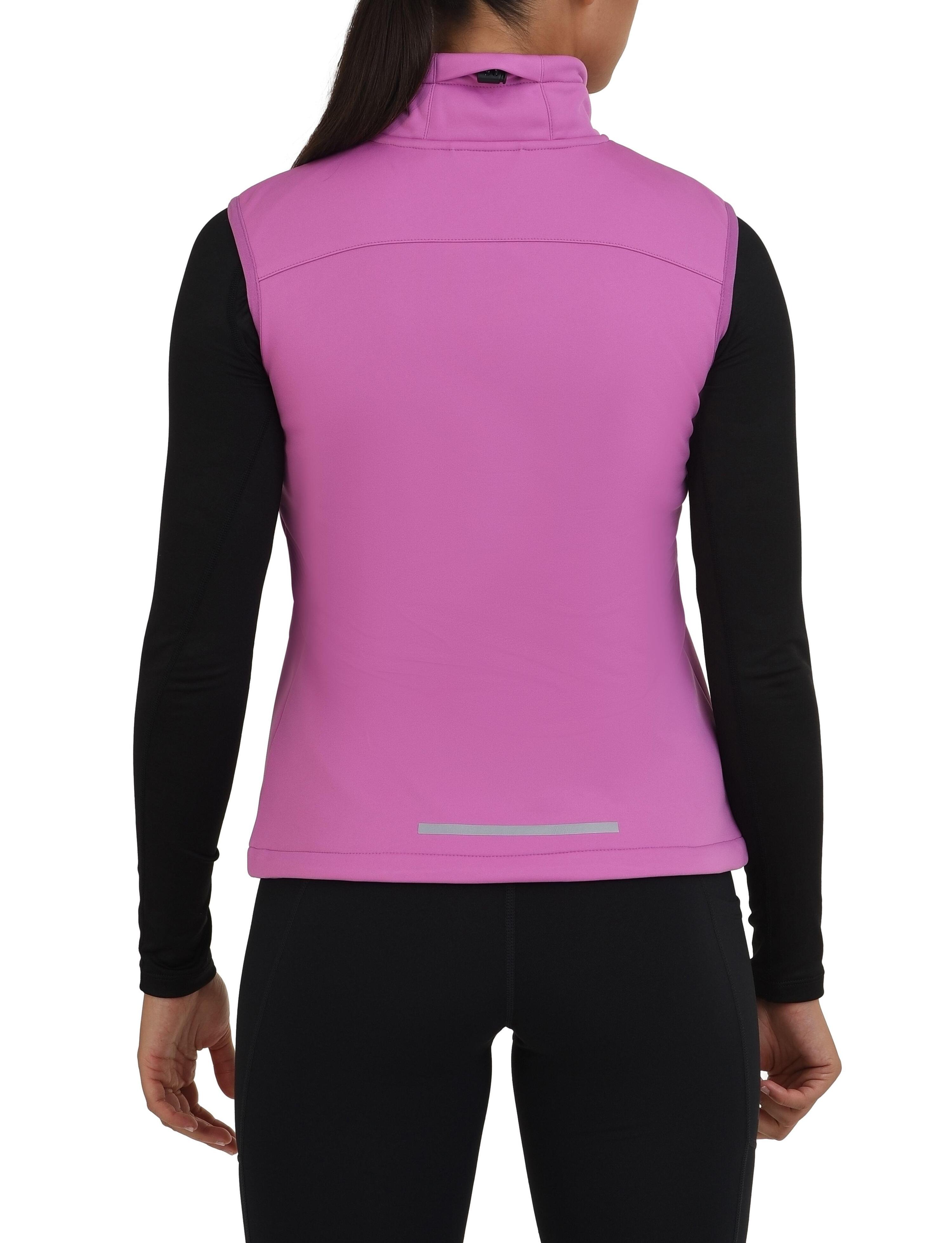 Women's Wind Proof Gilet with Zip Pockets - Spring Crocus (Pink) 3/5