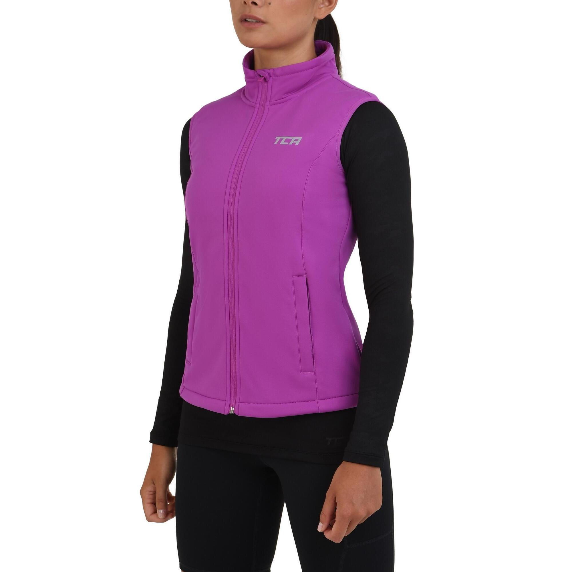 TCA Women's Wind Proof Gilet with Zip Pockets - Neon Fuchsia