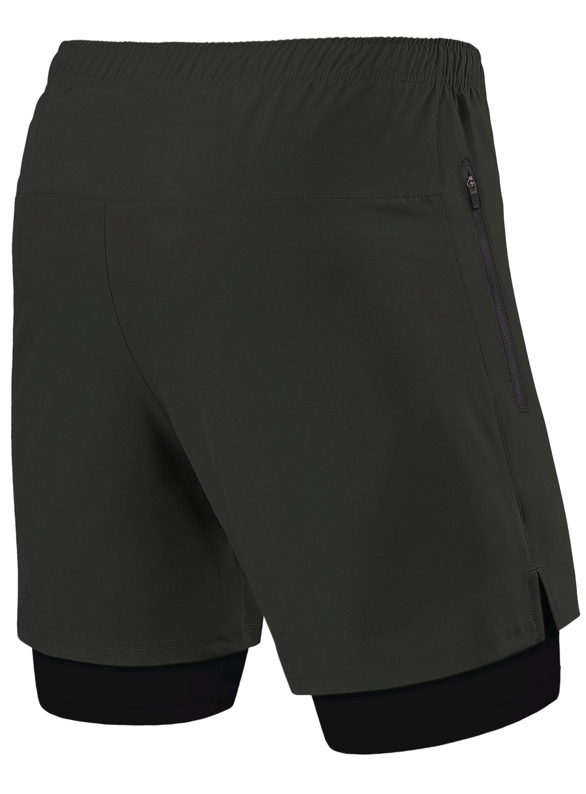 Men's Ultra 2-in-1 Running Shorts with Zip Pockets - Darkest Spruce 2/5