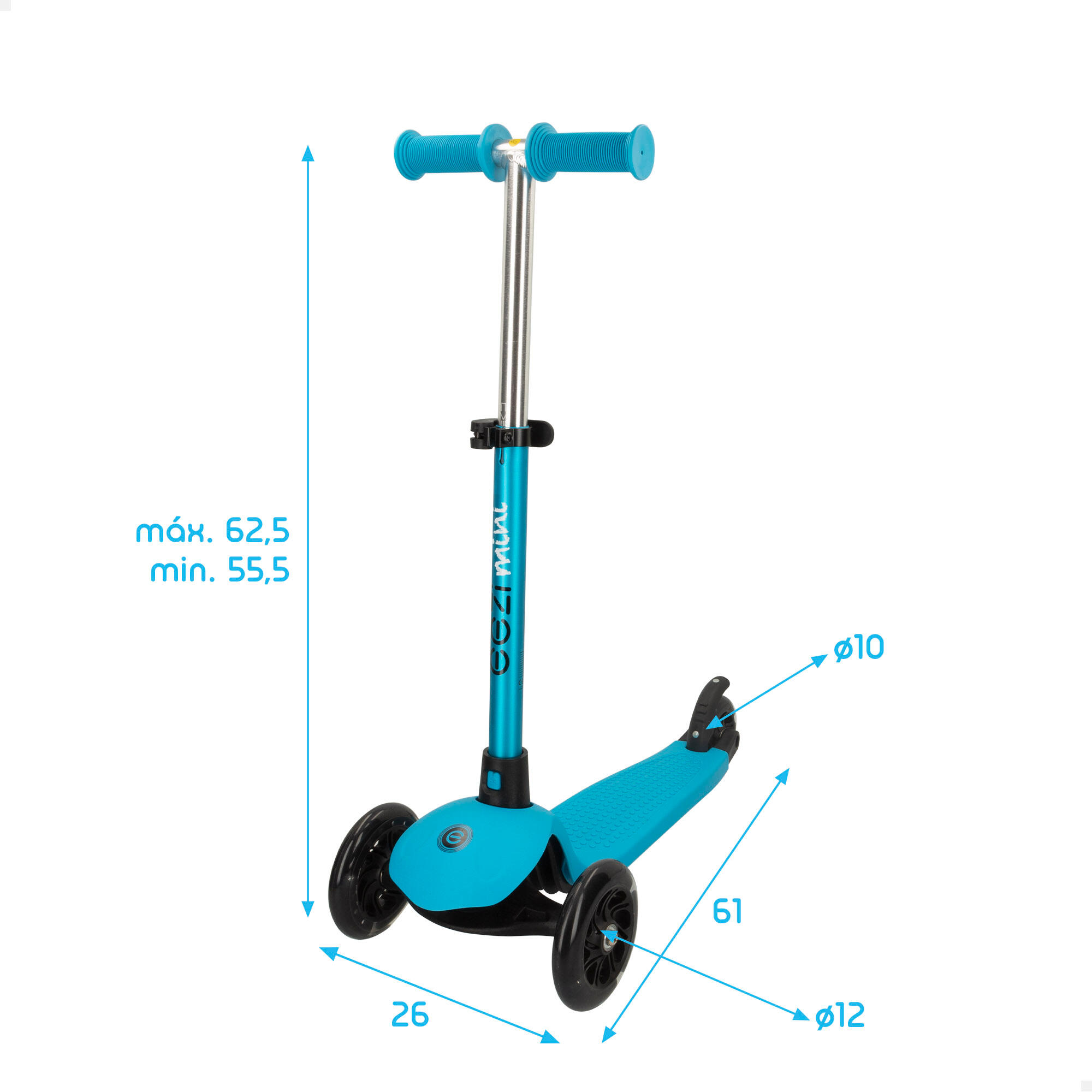 Scooter à 3 roues bleu avec guidon amovible EEZI 5/5
