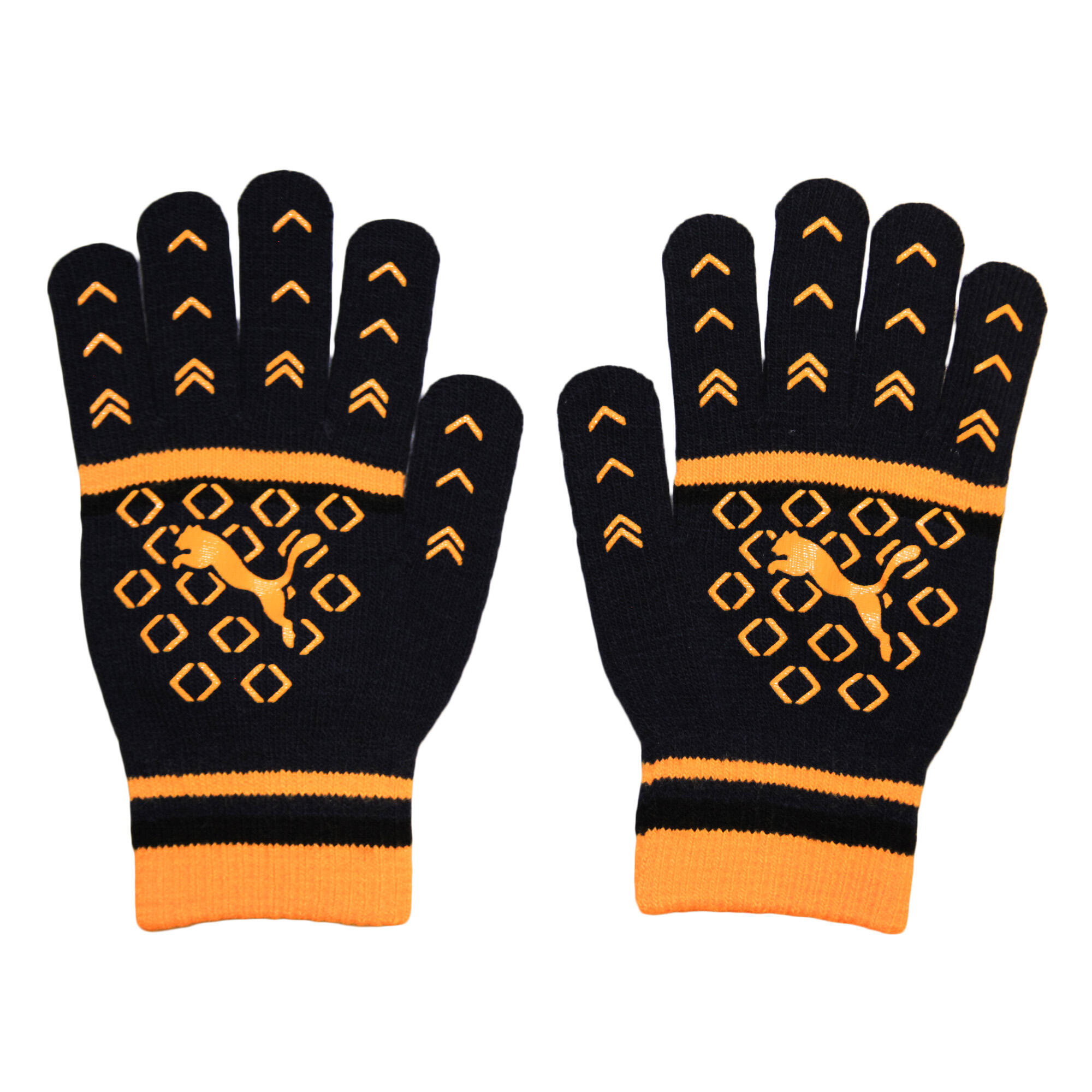 Womens/Ladies Striped Gloves (Black/Orange) 2/3