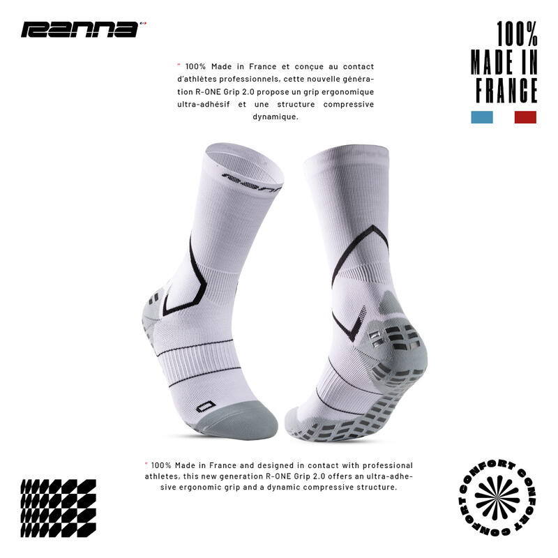 Chaussettes antidérapantes R-ONE Grip 2.0 - 100% Made in France - Football