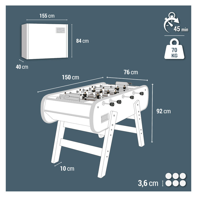 Seconde vie - Babyfoot d’intérieur en bois - BF 500 terrain gris - EXCELLENT