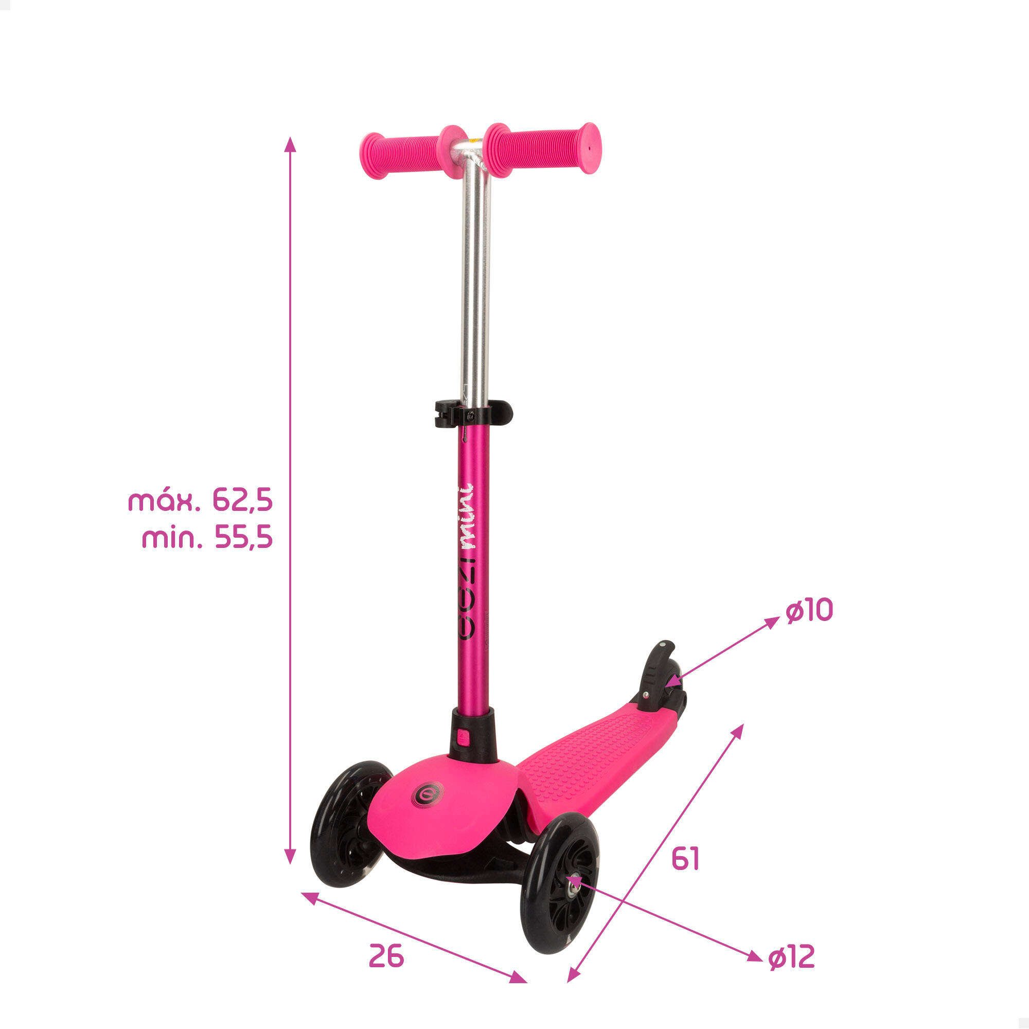 Scooter à 3 roues fuchsia avec guidon amovible EEZI 5/5