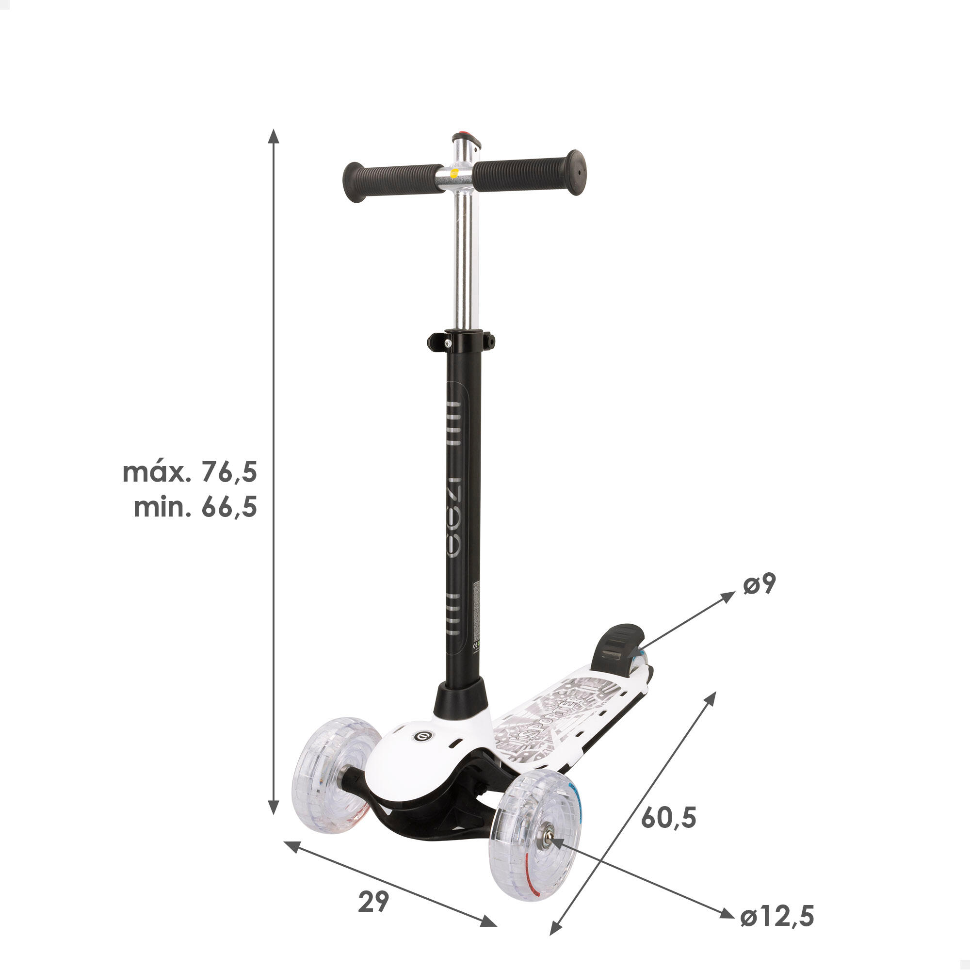 Scooter à 3 roues blanc avec lumières multicolores personnalisables EEZI 5/5