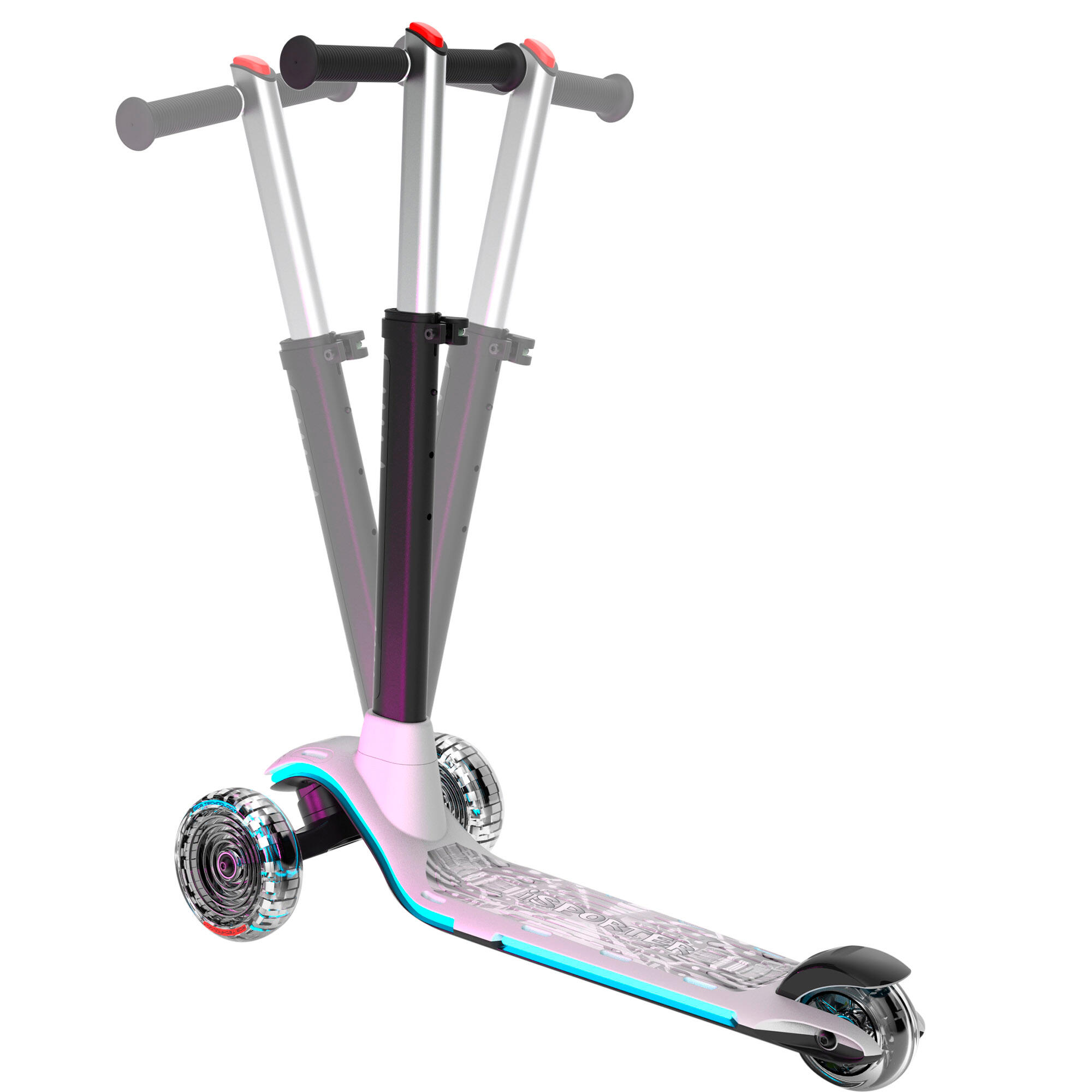 Scooter à 3 roues blanc avec lumières multicolores personnalisables EEZI 4/5