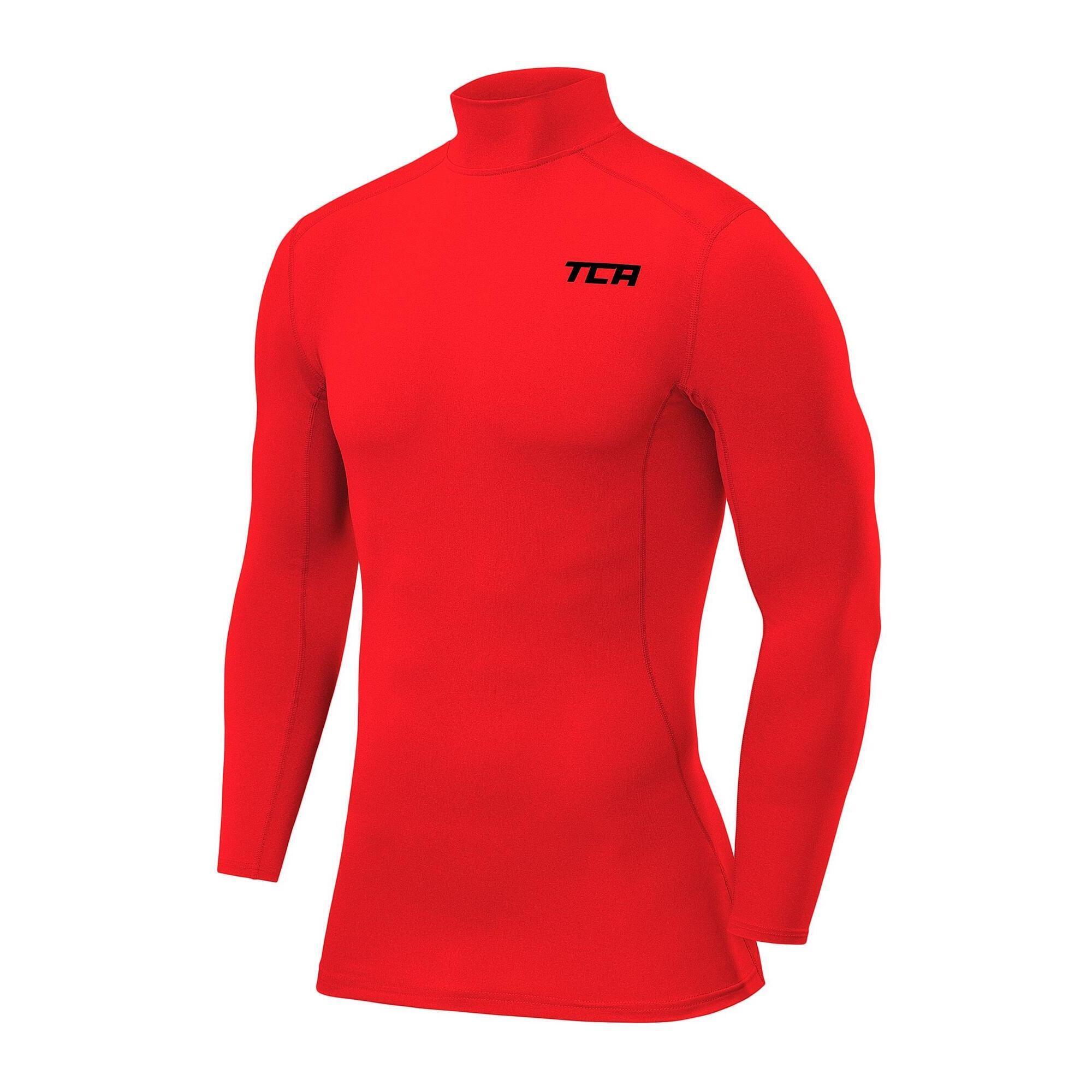 TCA Men's Performance Base Layer Compression Top - Mock - High Risk Red