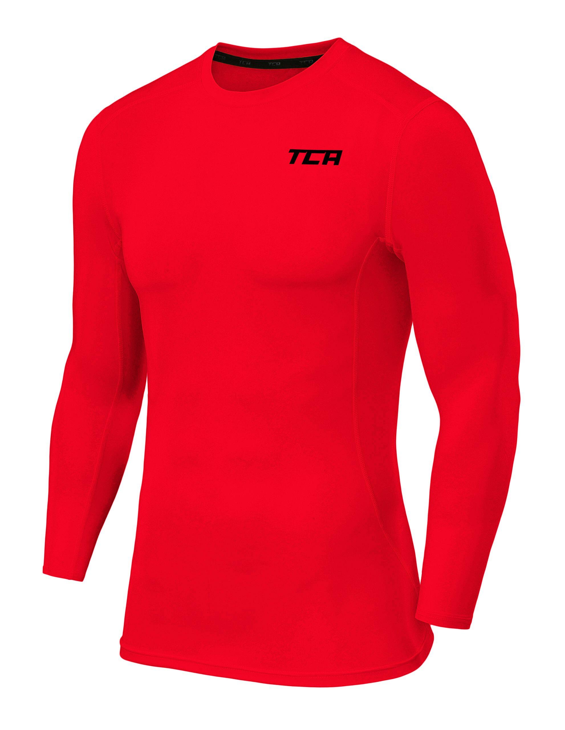 TCA Men's Power Base Layer Compression Long Sleeve Top - High Risk Red