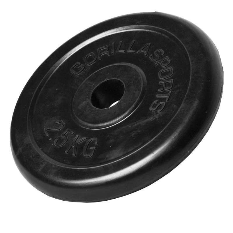 Talerze żeliwne gumowane na gryf 30 mm Gorilla Sports zestaw 4x2,5 kg