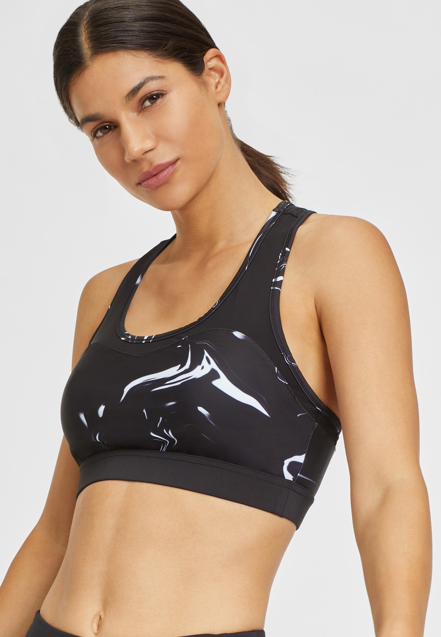 Damen LASCANA ACTIVE Crop-Top »Black Marble« 4/7