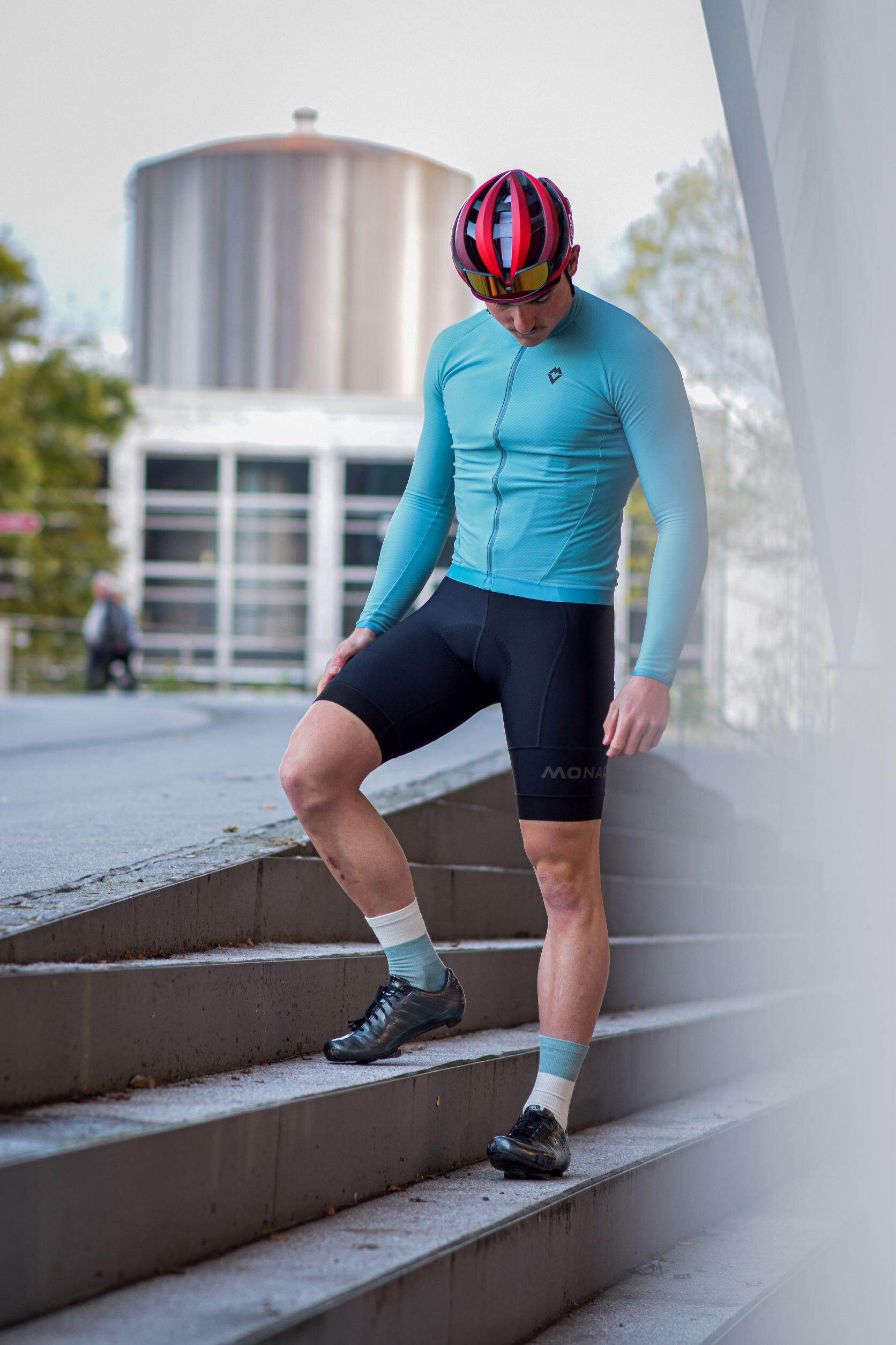Calcetines de ciclismo lana merina  verde menta y blanco 5/5