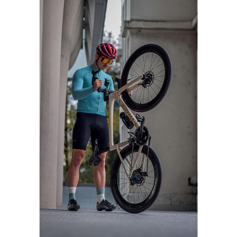 Calzini ciclismo in lana merino verde menta e bianco