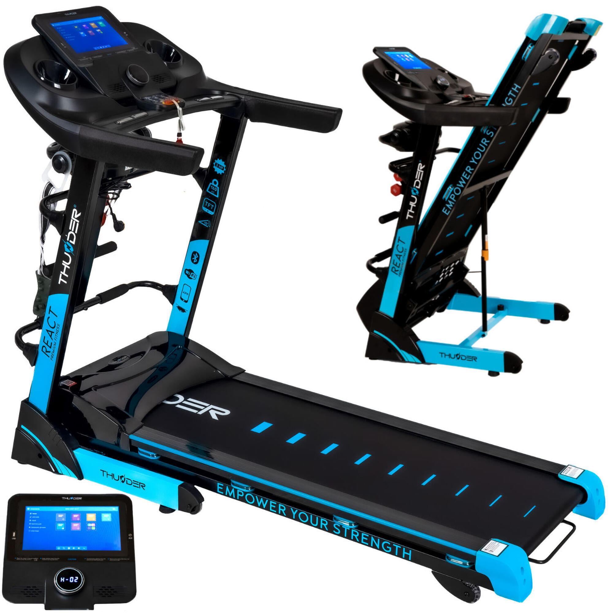 Bieżnia elektryczna do biegania Thunder React DS TFT Black