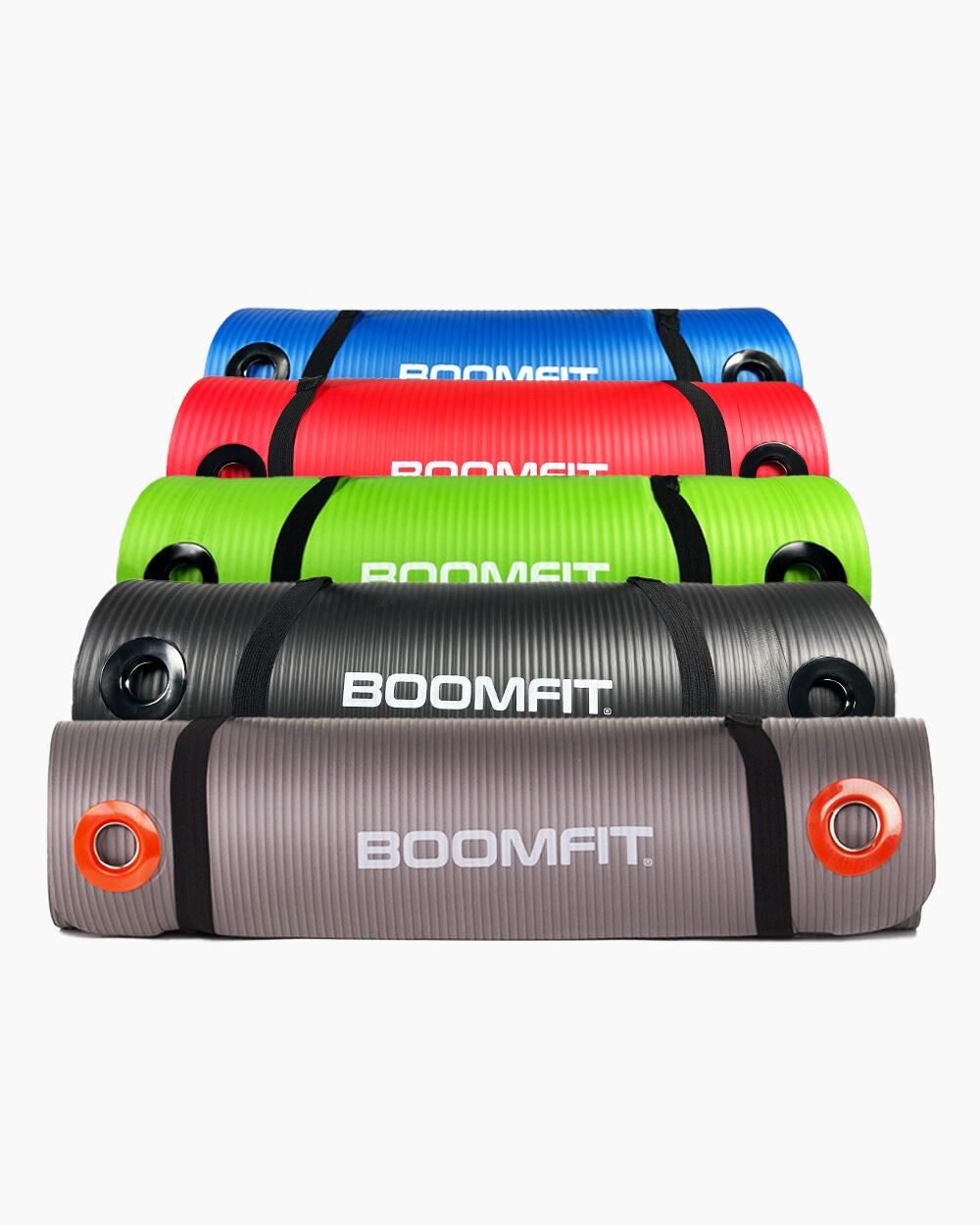 Коврик для пилатеса BOOMFIT из NBR 1,5 см, серый — фото 4
