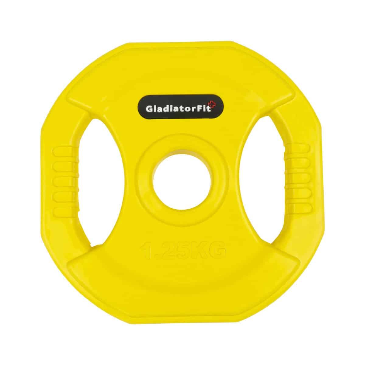 Gladiatorfit - Disques De Poids Pump Caoutchouc Et Poignées Ø 31mm Gladiatorfit (lot De 2) - Poids De Musculation - Jaune - 1,25 Kg - Decathlon