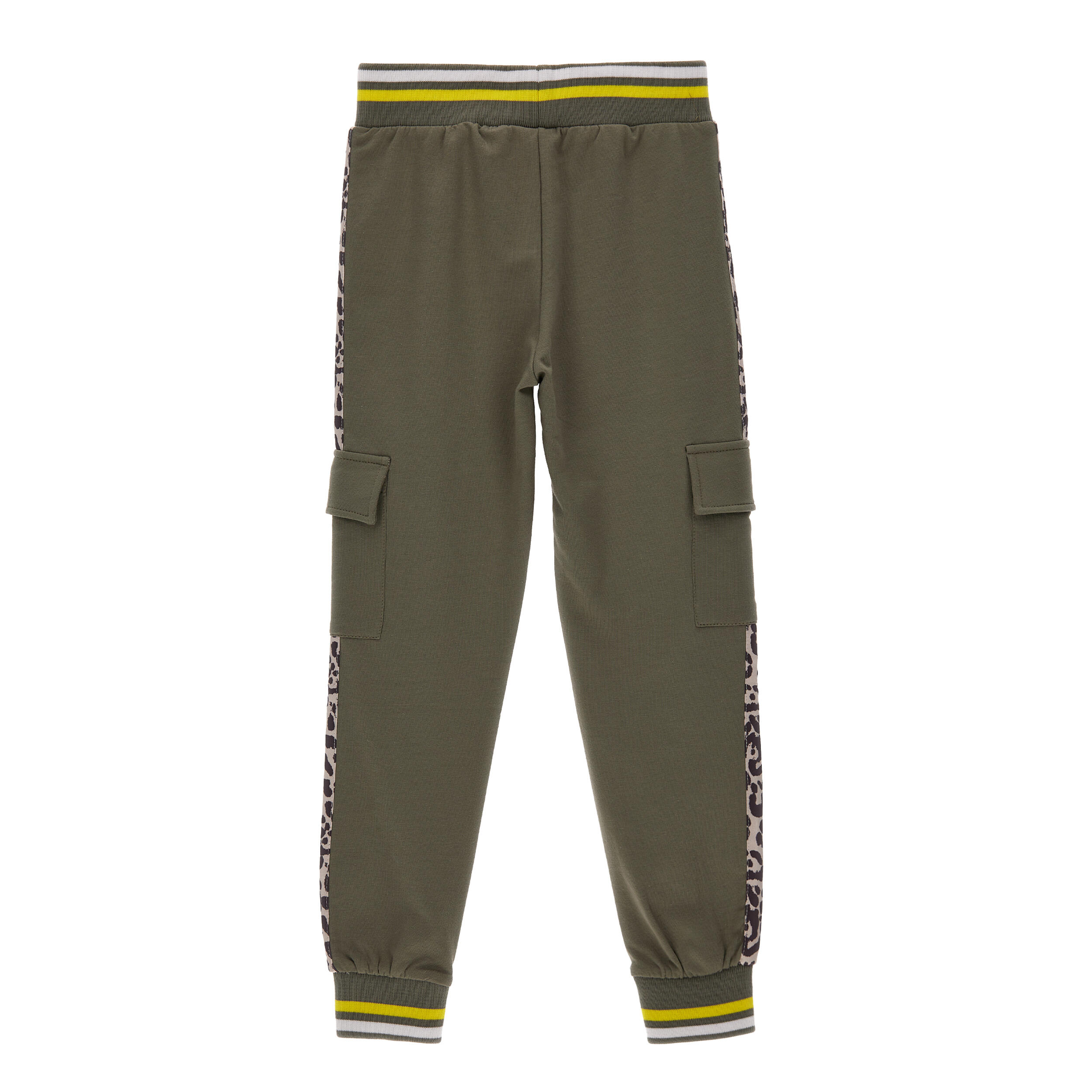 Pantaloni in felpa tasche cargo e bande laterali animalier 2/2