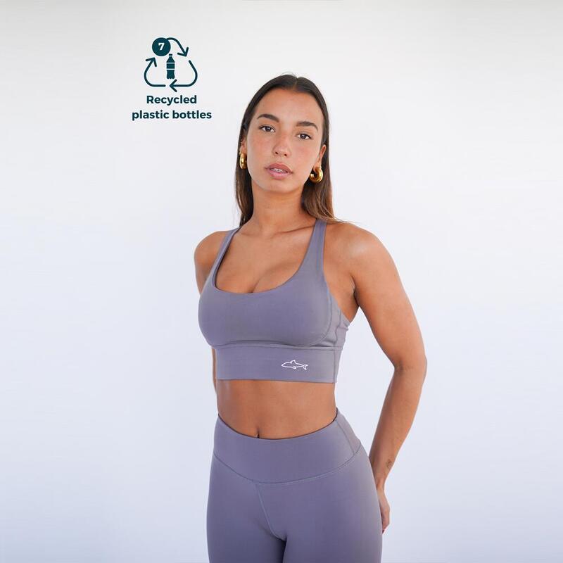 Top deportivo fitness Sostenible poliéster Mujer Fitplanet Shark gris