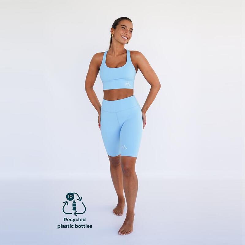 Leggings mallas fitness cortos Sostenible poliéster Mujer Fitplanet Dolphin azul