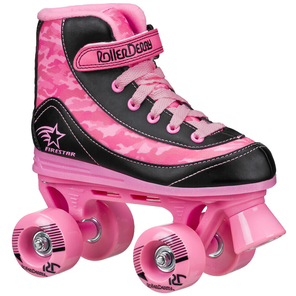 ROLLER DERBY ROLLER DERBY FIRESTAR V2 CHILDRENS QUAD ROLLER SKATES - PINK / CAMO