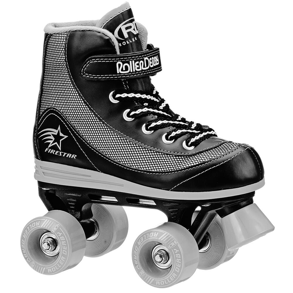 ROLLER DERBY FIRESTAR V2 CHILDRENS QUAD ROLLER SKATES - BLACK / GREY 1/4