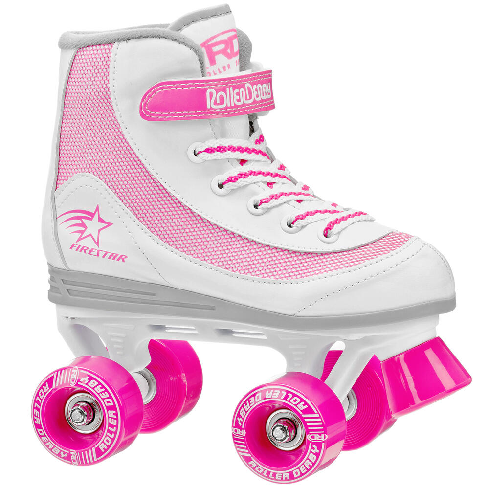 ROLLER DERBY ROLLER DERBY FIRESTAR V2 CHILDRENS QUAD ROLLER SKATES - WHITE / PINK