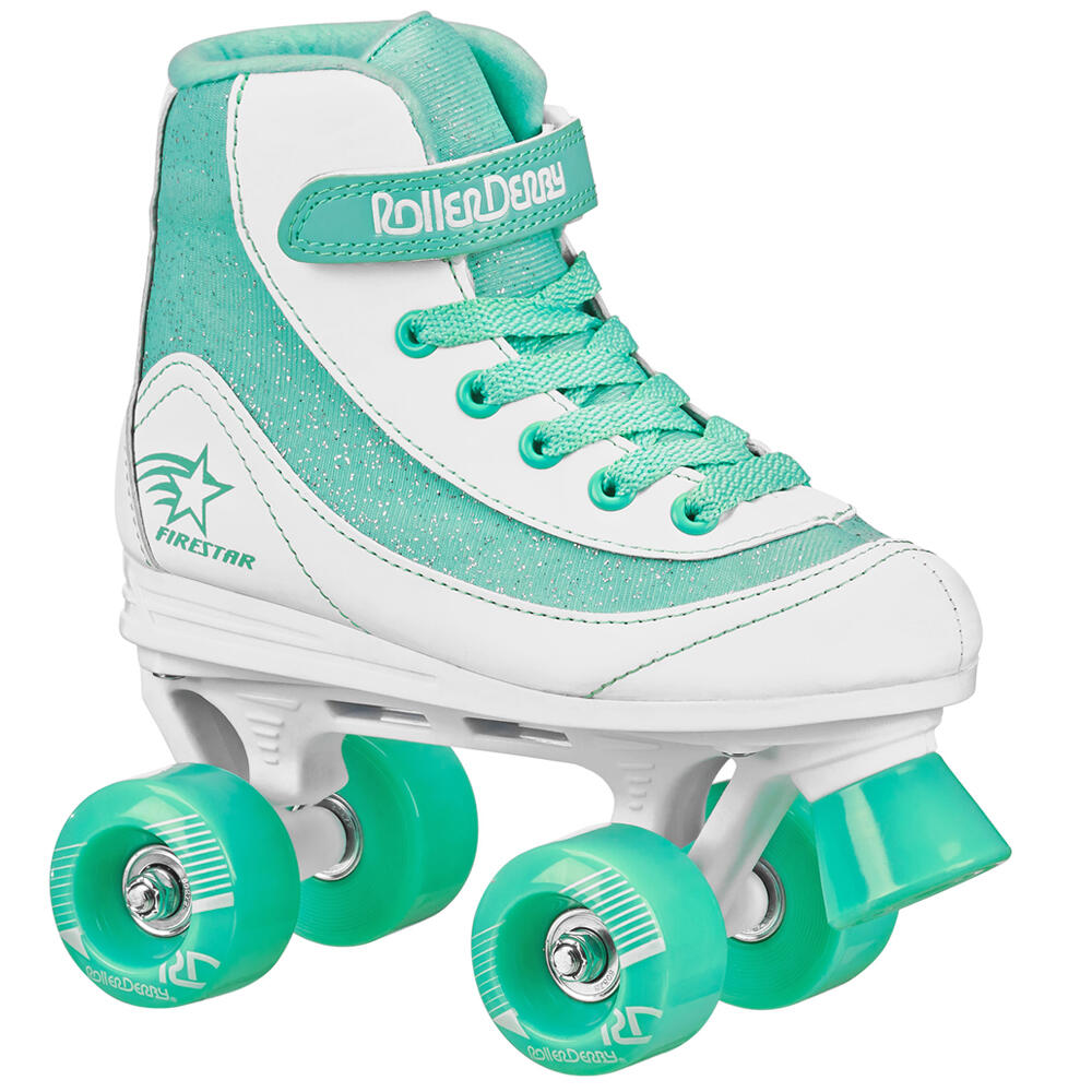 ROLLER DERBY ROLLER DERBY FIRESTAR V2 CHILDRENS QUAD ROLLER SKATES - WHITE / TEAL