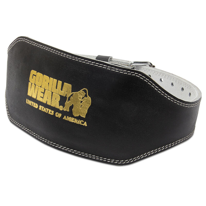 Gorilla Wear 6 Inch Padded Leather Lifting Belt Black/Gold
