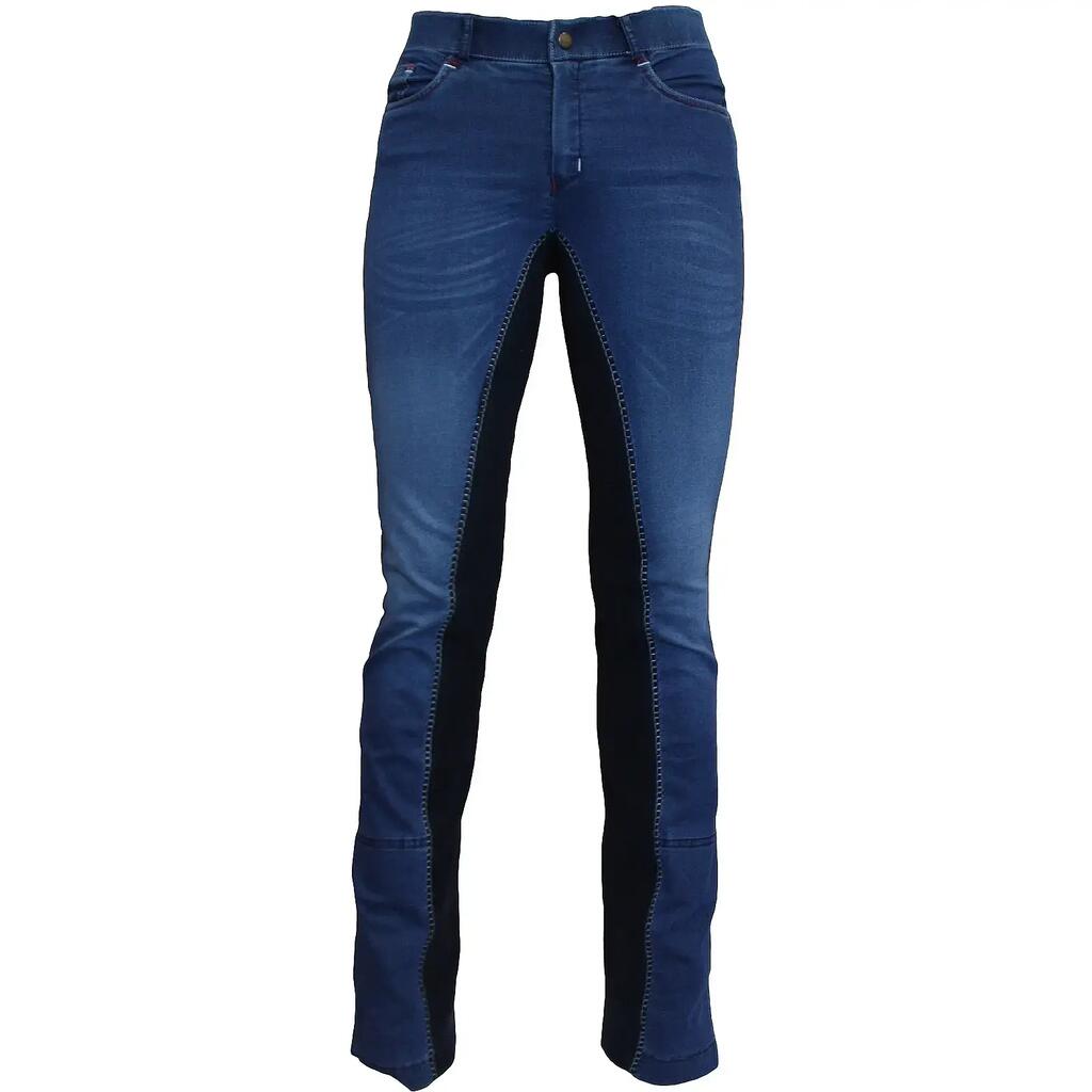 Girls' Denim Full Grip Riding Trousers HKM Summer