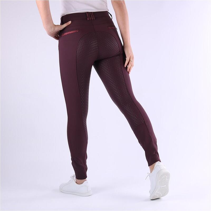 Damen Reithose Silikon Vollbesatz IRHEl Capone SFS bordeaux