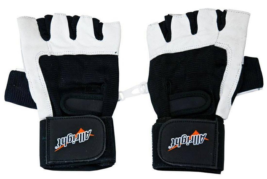 Erwachsene Bodybuilding Handschuhe - Allright, weiß 3/4