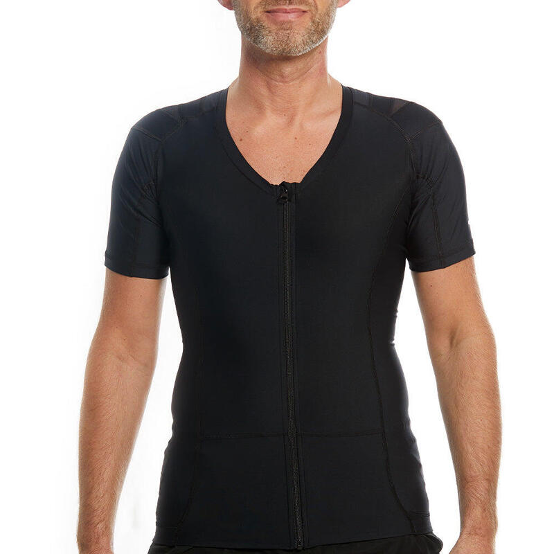 Haltungsshirt Zipper Herren – Schwarz | Haltungskorrektur Haltungstrainer Rücken