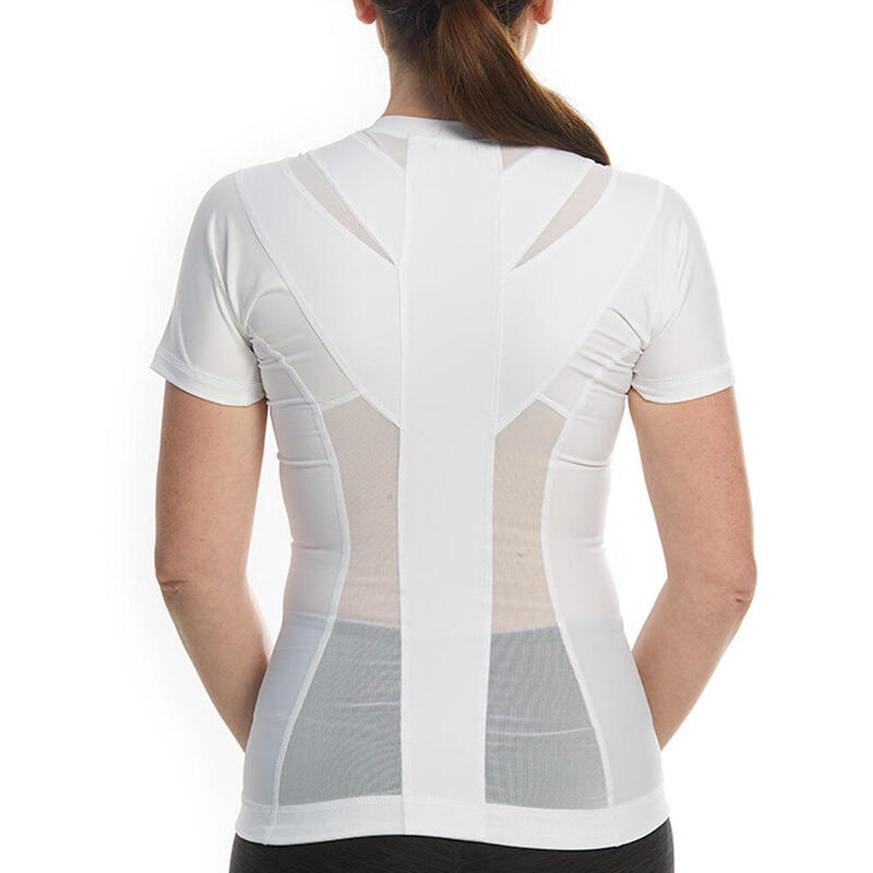 Haltungsshirt Damen – Weiß | Haltungskorrektur | Rückenstütze | Haltungstrainer