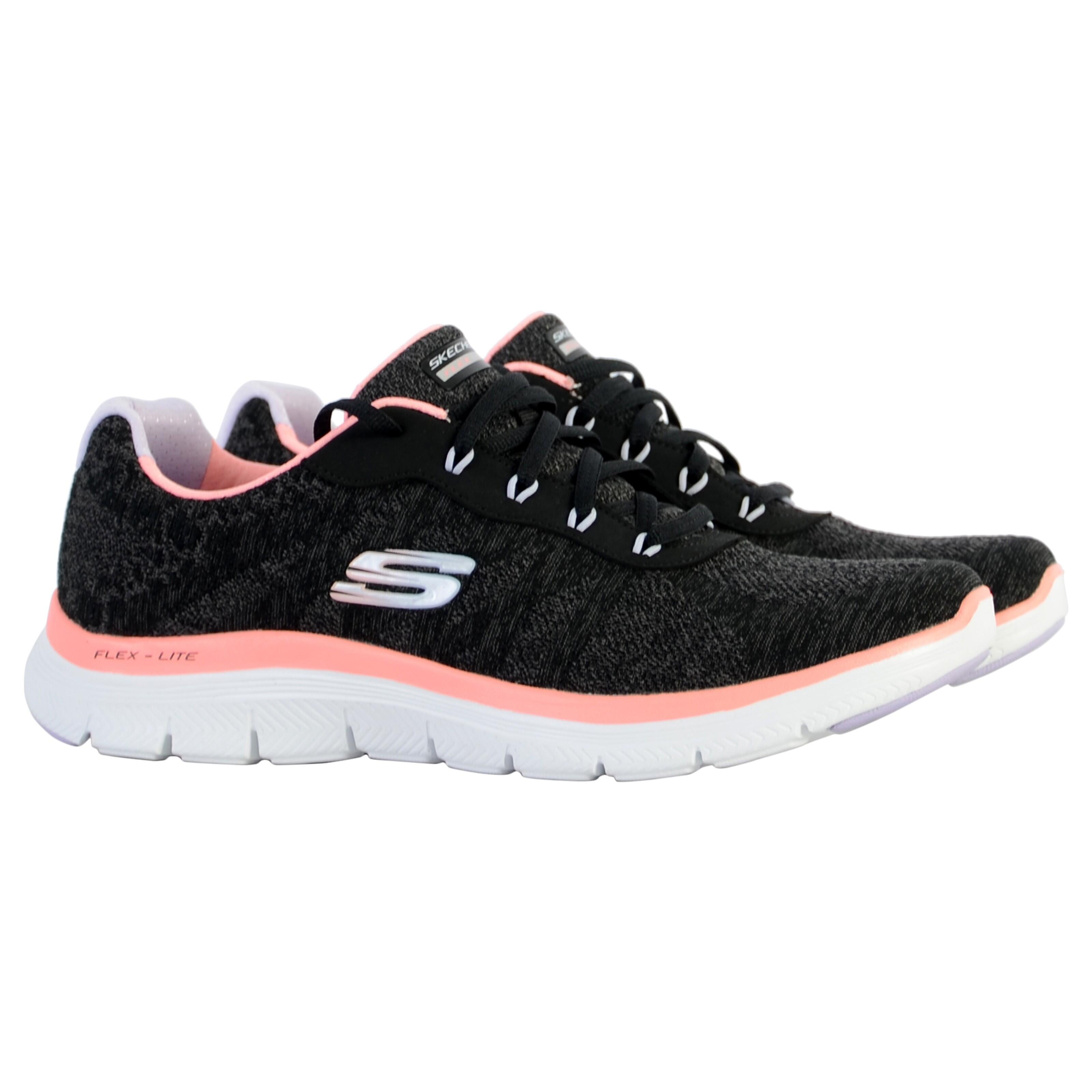 SKECHERS Donne FLEX APPEAL 4.0 FRESH MOVE Sneakers Nero / Rosso Corallo / Lavanda