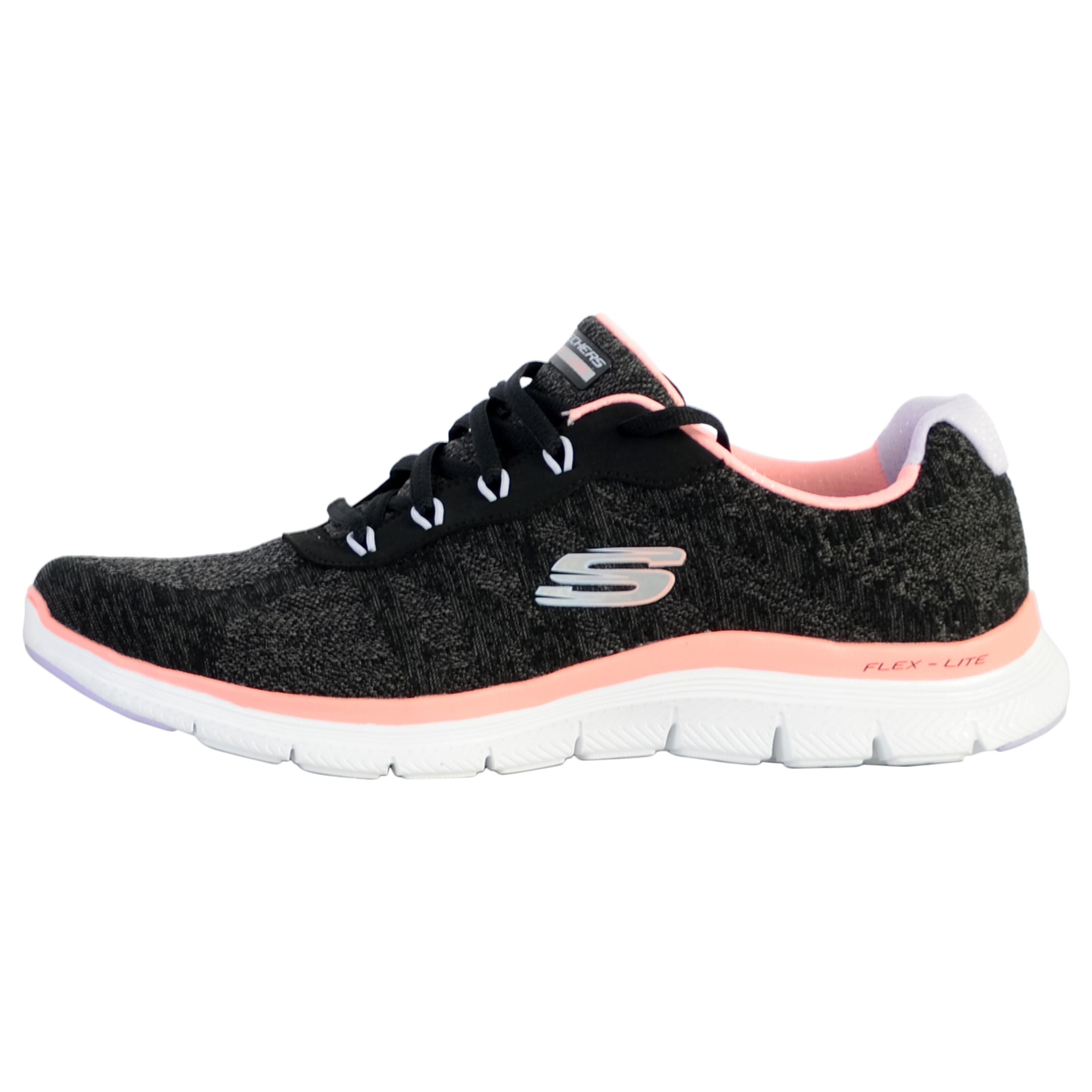 SKECHERS Donne FLEX APPEAL 4.0 FRESH MOVE Sneakers Nero / Rosso Corallo / Lavanda