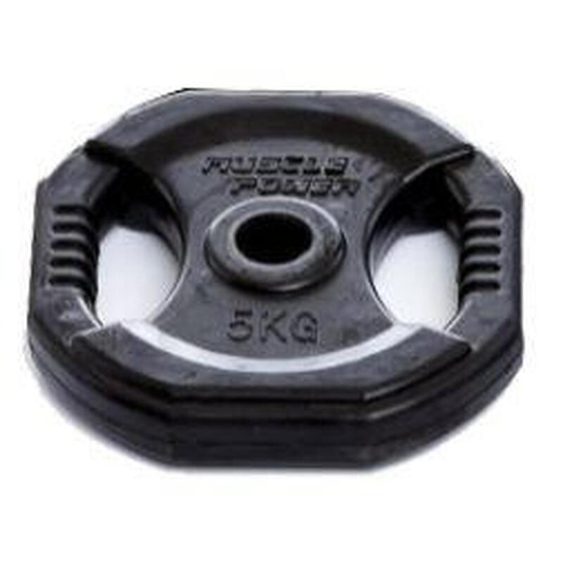 Disco de pesas para aerobic - 30 mm - 5 kg - Negro - Por pieza