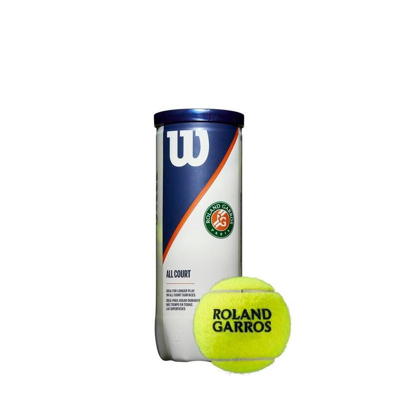 Tubo de 3 bolas de tênis Wilson Roland Garros para todas as superfícies