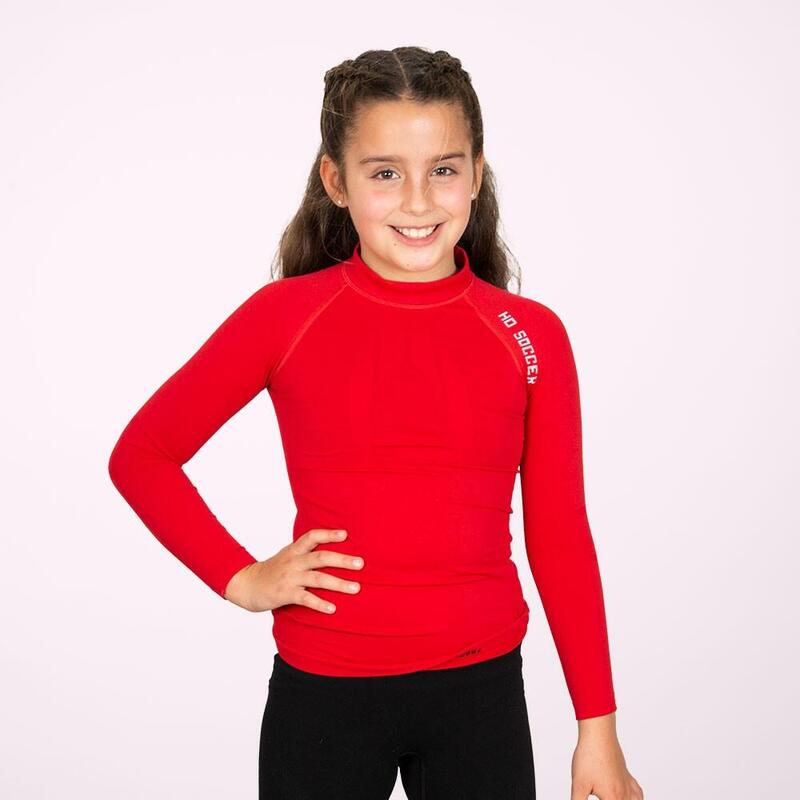 Camiseta térmica roja de manga larga de fútbol para niño