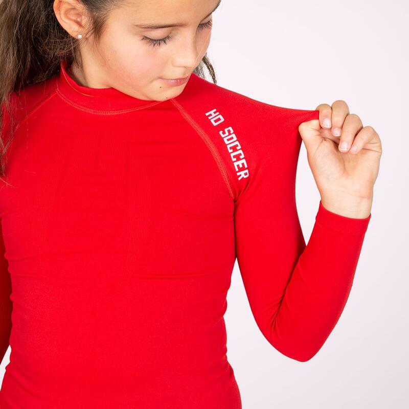 Camiseta térmica roja de manga larga de fútbol para niño